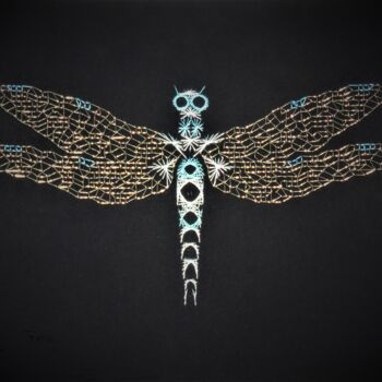 Art textile intitulée "libellule" par Choumissa Vivien, Œuvre d'art originale, String Art