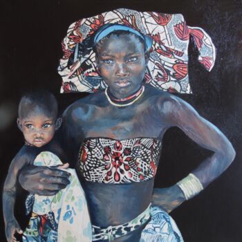 Картина под названием "Mother and son" - Choumissa Vivien, Подлинное произведение искусства, Масло