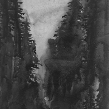 Peinture intitulée "Forêt" par Charles Rastoul, Œuvre d'art originale, Encre