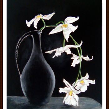 Painting titled "L'Orchidée de minuit" by Stephane Chretien, Original Artwork, Acrylic