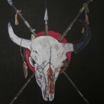 Malerei mit dem Titel "sioux-buffalo-skull…" von Chris Cooper, Original-Kunstwerk, Andere