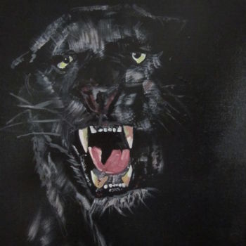 Malerei mit dem Titel "black-panther-emerg…" von Chris Cooper, Original-Kunstwerk, Öl