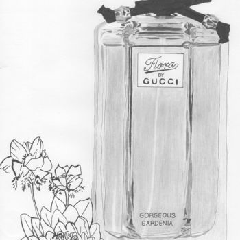 Dibujo titulada "Gorgeous Gardenia" por Chris Donazzon, Obra de arte original, Lápiz