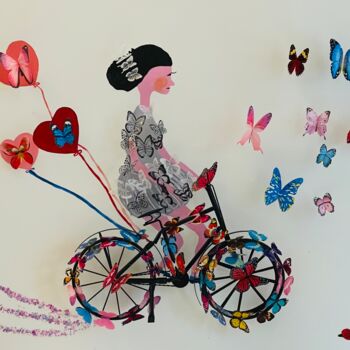 Schilderij getiteld "A vélo" door Chris Guerin, Origineel Kunstwerk, Acryl