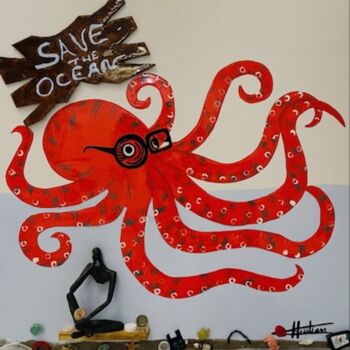 绘画 标题为“Sauvez la Mer” 由Chris Guerin, 原创艺术品, 青铜 安装在木质担架架上