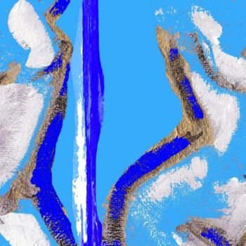 Digitale Kunst mit dem Titel "Bleu-3-25" von Chris Laure, Original-Kunstwerk, Digitale Malerei