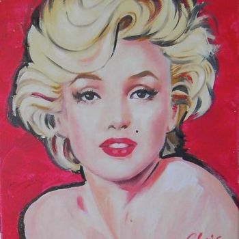 Peinture intitulée "Portrait de Marilyn…" par Chris Laure, Œuvre d'art originale, Huile Monté sur Châssis en bois