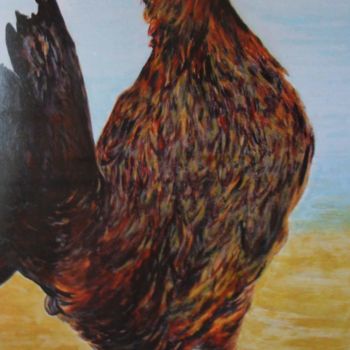 Картина под названием "Coq N°3" - Chris Le Guen Drianne, Подлинное произведение искусства, Акрил Установлен на Деревянная ра…