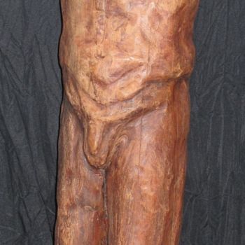 Sculpture titled "Adam" by Chris Le Guen Drianne, Original Artwork, Wood
