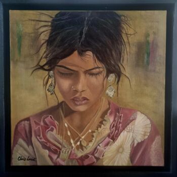 Peinture intitulée "Jeune indienne" par Chris Loriot, Œuvre d'art originale, Huile