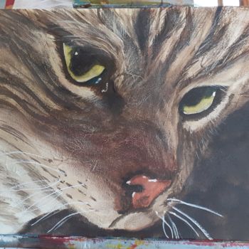 Painting titled "Chat sauvage" by Chris D, Original Artwork, Acrylic
