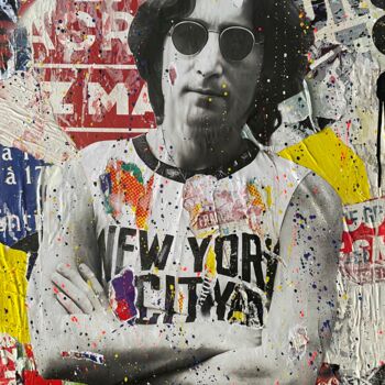 Collages titled "John is in NYC" by Chris Rose, Original Artwork, Collages Mounted on Wood Stretcher frame