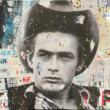 Collages titled "DEAN" by Chris Rose, Original Artwork, Collages Mounted on Wood Stretcher frame