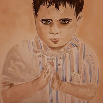 Ζωγραφική με τίτλο "Namaste" από Chris Texier, Αυθεντικά έργα τέχνης, Ακουαρέλα