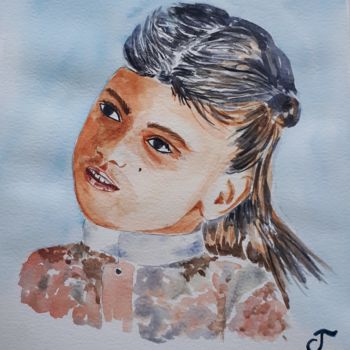 Peinture intitulée "la petite fille de…" par Chris Texier, Œuvre d'art originale, Aquarelle