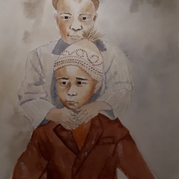 Malarstwo zatytułowany „Mon petit frère” autorstwa Chris Texier, Oryginalna praca, Akwarela