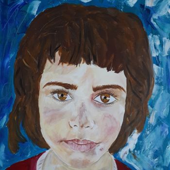 Pintura intitulada "fillette réfugiée s…" por Chris Texier, Obras de arte originais, Óleo