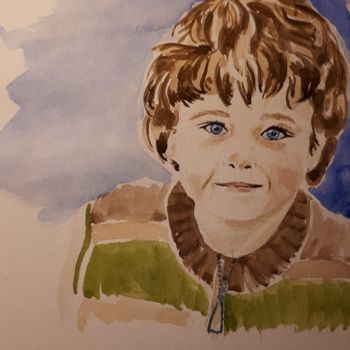 Peinture intitulée "Jeune garçon irland…" par Chris Texier, Œuvre d'art originale, Aquarelle