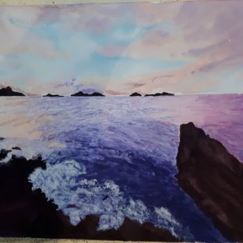 Peinture intitulée "Baie rose" par Chris Texier, Œuvre d'art originale, Aquarelle