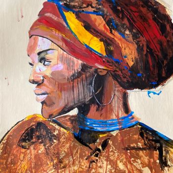 Pittura intitolato "Portrait d’Afrique" da Christophe Trogno, Opera d'arte originale, Acrilico