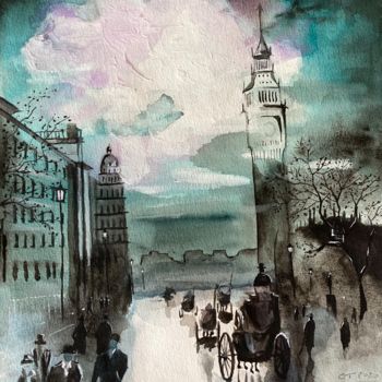 Malarstwo zatytułowany „Londres” autorstwa Christophe Trogno, Oryginalna praca, Akwarela