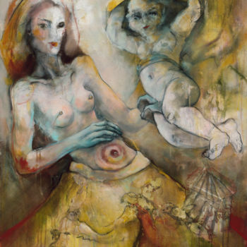 Pintura intitulada "La maternité" por Chrislen, Obras de arte originais, Acrílico