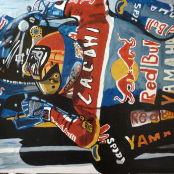 Malerei mit dem Titel "laconi yamaha moto…" von Christian Girelli, Original-Kunstwerk, Acryl