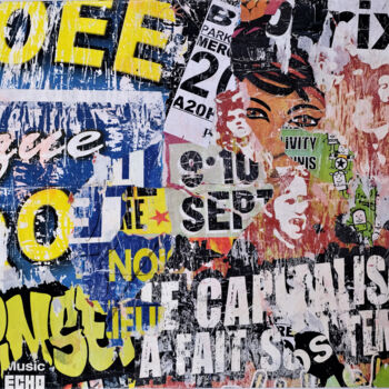 Collages titled "Capitalisme" by Chriso, Original Artwork, Collages Mounted on Wood Stretcher frame