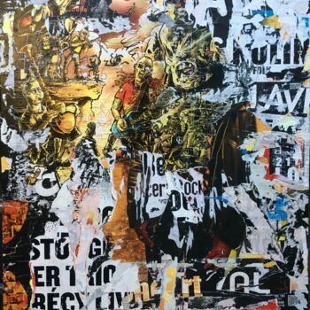 Collages titled "The monster of music" by Chriso, Original Artwork, Collages Mounted on Wood Stretcher frame