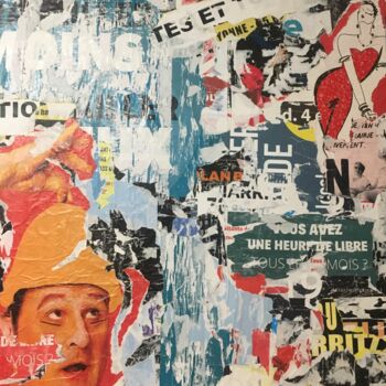 Collages titulada "Rencontre" por Chriso, Obra de arte original, Collages Montado en Bastidor de camilla de madera