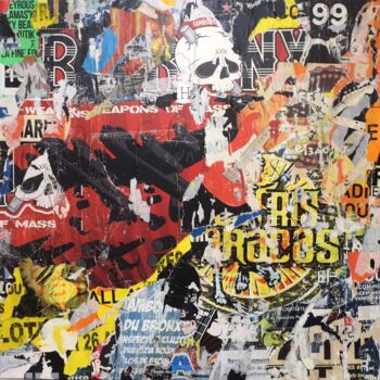 Collages intitulée "Tambours du Bronx" par Chriso, Œuvre d'art originale, Collages Monté sur Châssis en bois