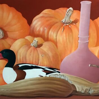 Painting titled "Pumpkins with shell…" by Christopher Skelton, Original Artwork, Oil