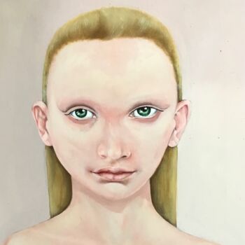 Painting titled "Portrait of a young…" by Christopher Skelton, Original Artwork, Oil Mounted on Wood Panel