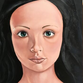 Painting titled "Portrait of a girl…" by Christopher Skelton, Original Artwork, Oil Mounted on Wood Panel