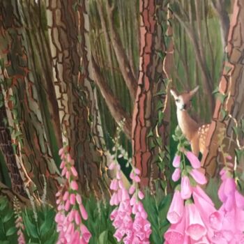 Painting titled "Foxgloves, No. 2.of…" by Christopher Skelton, Original Artwork, Oil