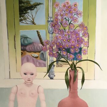Картина под названием "Michaelmas Daisies." - Christopher Skelton, Подлинное произведение искусства, Масло