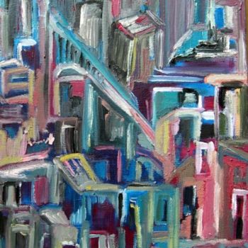 Peinture intitulée "Town3" par Chris.Sopena, Œuvre d'art originale