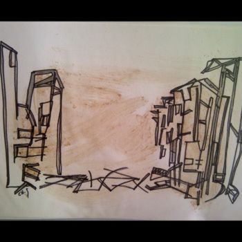 Zeichnungen mit dem Titel "Invisible Town 12" von Chris.Sopena, Original-Kunstwerk