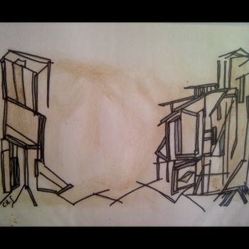 Drawing titled "Invisible Town 13" by Chris.Sopena, Original Artwork