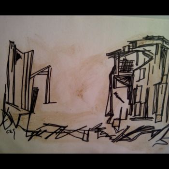 Disegno intitolato "Invisible Town 15" da Chris.Sopena, Opera d'arte originale