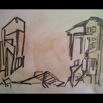 Drawing titled "Invisible Town 17" by Chris.Sopena, Original Artwork