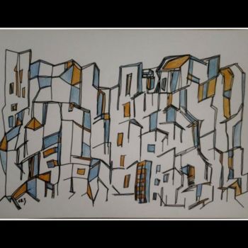 Peinture intitulée "Ciudad1" par Chris.Sopena, Œuvre d'art originale