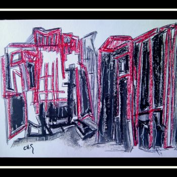 Painting titled "Extrait de Ville 32" by Chris.Sopena, Original Artwork