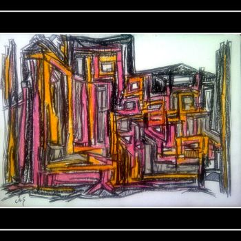 Painting titled "Extrait de Ville 46" by Chris.Sopena, Original Artwork