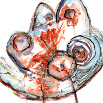 Pittura intitolato "Fish in turmoil" da Christa Kerbusch, Opera d'arte originale, Encausti