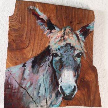 Malerei mit dem Titel "Esel No.1" von Christa Riemann, Original-Kunstwerk, Acryl Auf Holzplatte montiert
