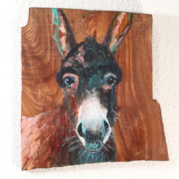 Malerei mit dem Titel "Esel No.2" von Christa Riemann, Original-Kunstwerk, Acryl Auf Holzplatte montiert