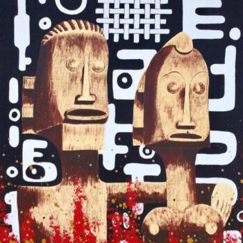 绘画 标题为“1er Dogons” 由Christafari, 原创艺术品, 丙烯