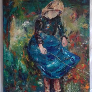 Painting titled "L'ENFANCE" by Christberg, Original Artwork, Oil Mounted on Wood Stretcher frame