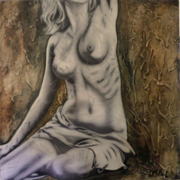 Painting titled "Femme voilée, Huile" by Christophe Cassan, Original Artwork, Oil